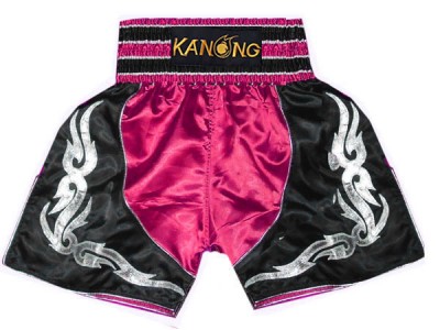 Pantaloncini boxe, pantaloncini da boxe : KNBSH-202-Rosa scuro-Nero